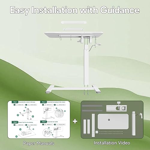 Miniatura 9 de Escritorio rodante para laptop, escritorio móvil inclinable de 180, altura ajustable, mesa de noche sobre la cama, escritorio portátil para