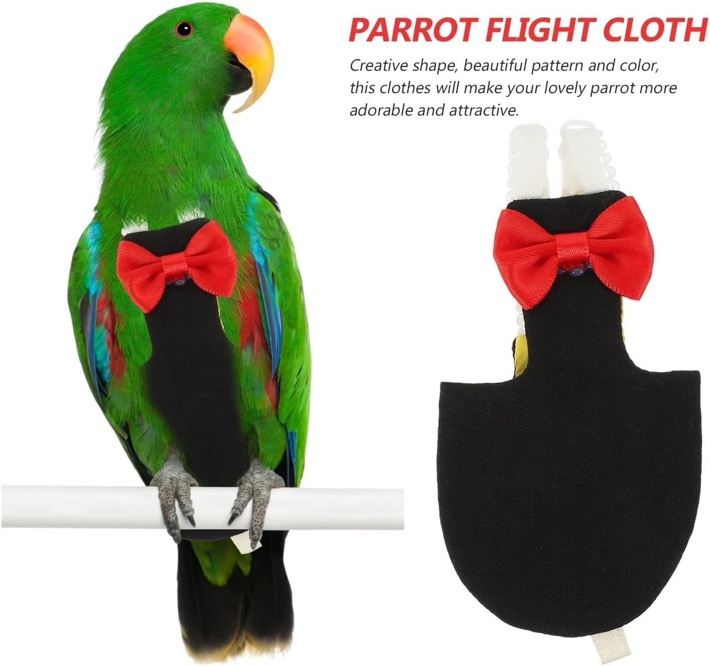 Bird Diaper, Washable Bird Diaper Reusable Parrot Nappies Clothes Birds Flight Suit with Bow Pet Use