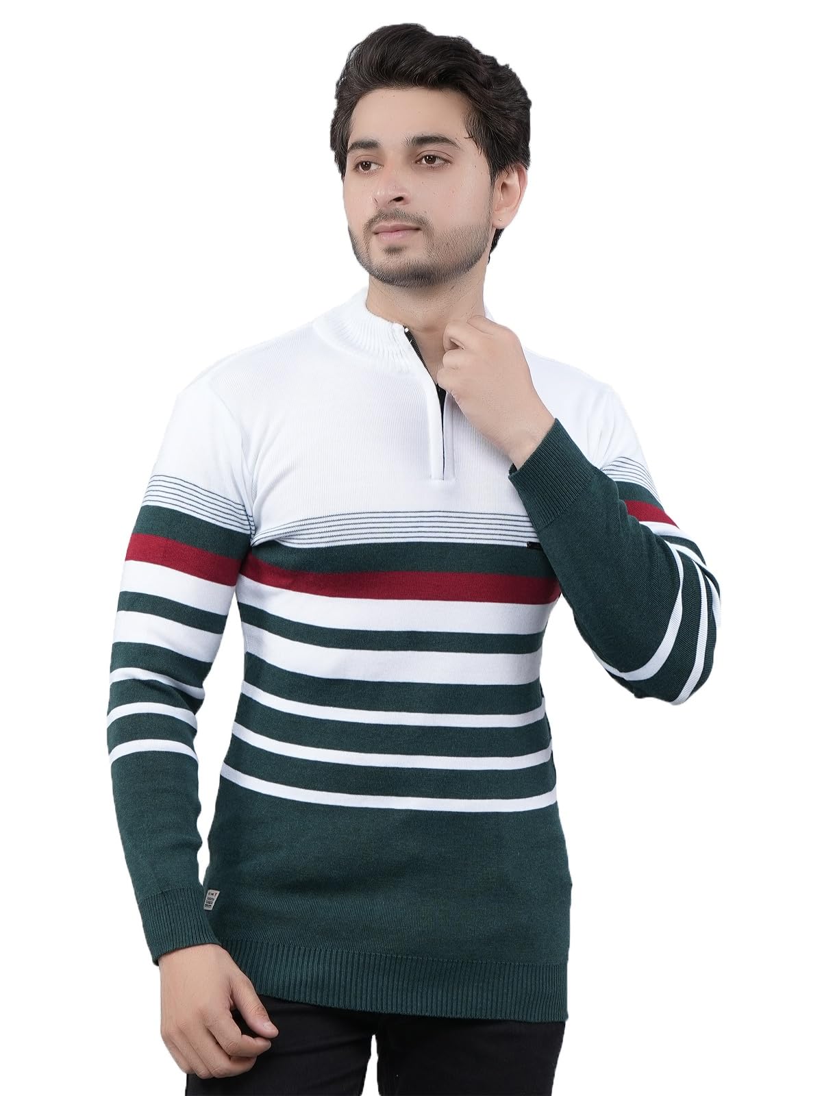 feverfew Stylish Mens Sweater | Knitted Men's Sweater | Casual wear Sweater | Full Sleeves | Striped | Zipper Closure Neck-picture-39