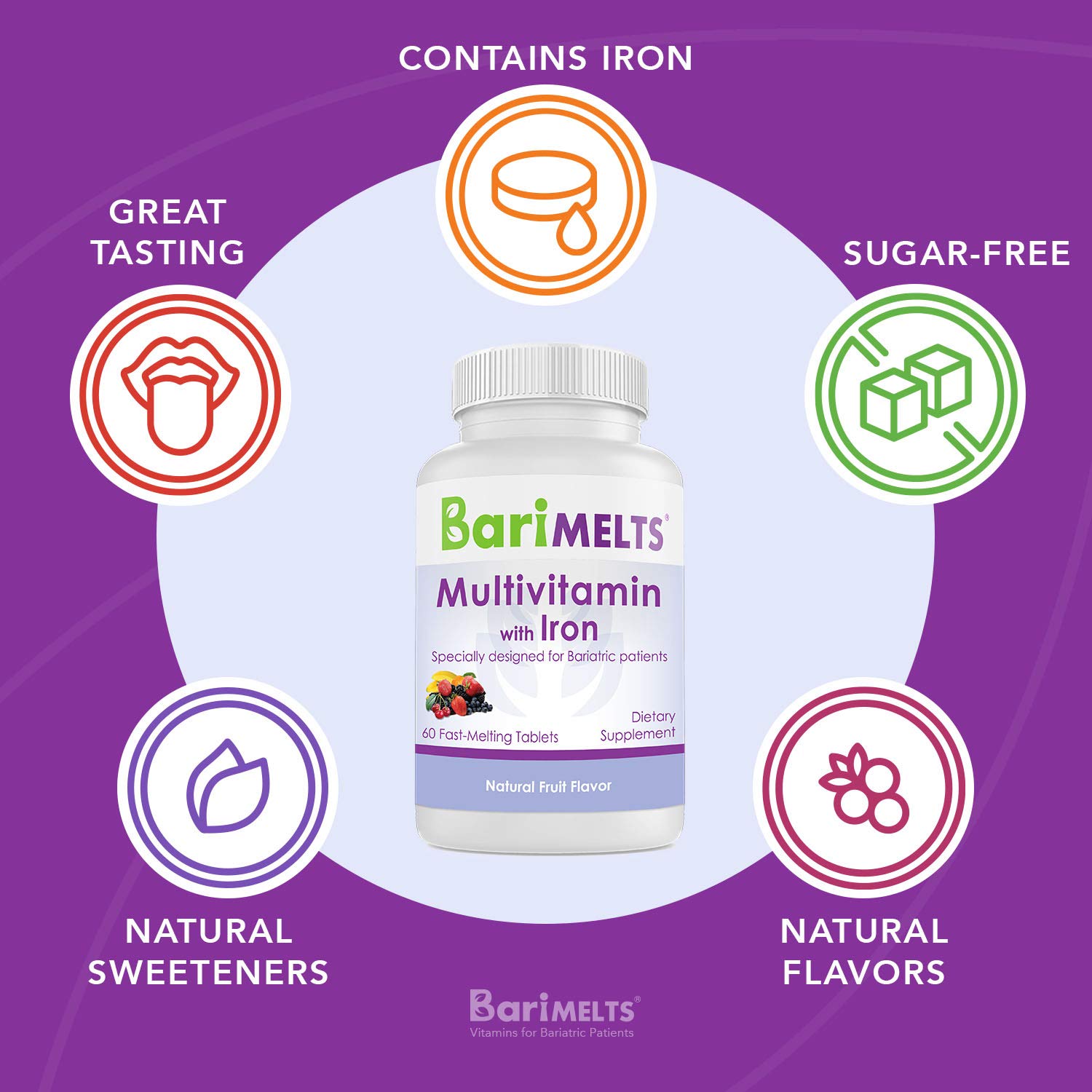 BariMelts Multivitamin with Iron Fast Melting Bariatric Multivitamin
