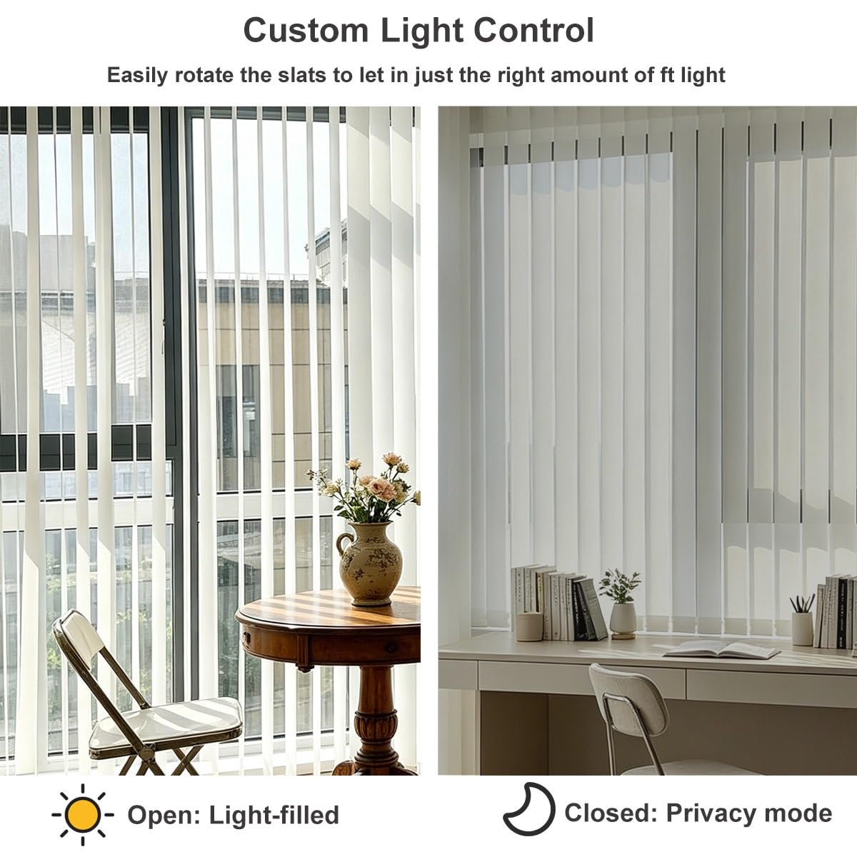Générique Occultant Store à Lamelles Verticales 70 130 170 300 200 90 100 160 190 cm, Rideau Coulissant Blanc en Tissu pour Maison Appartement, Stores Californien Kit Complet Anti-UV(100cmWx100cmH)