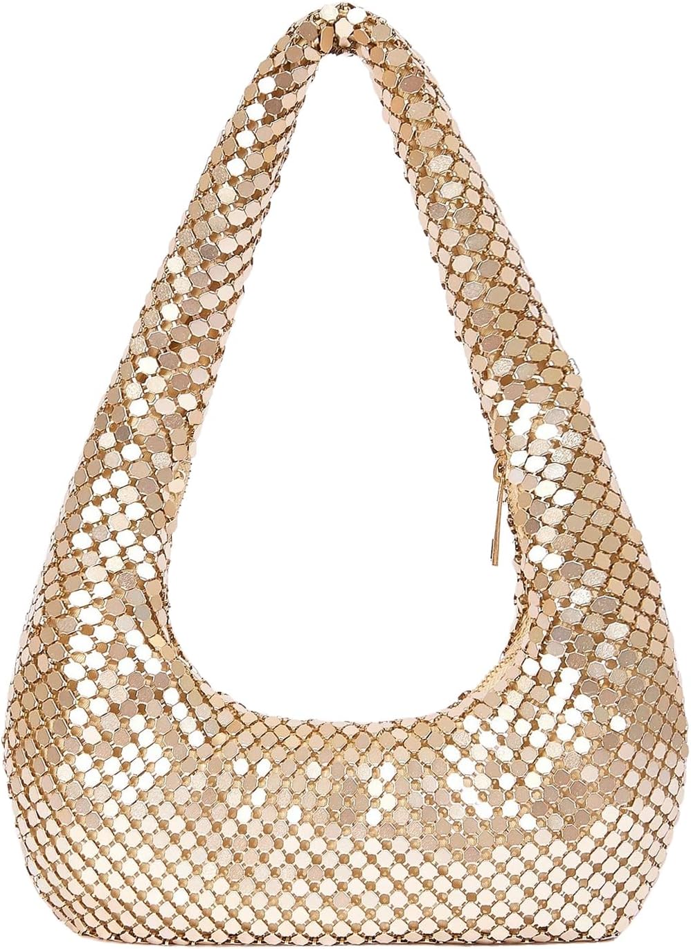 MakeMeChic Women's Metallic Glitter Sequin Underarm Bag Party Evening Hobo Handbags