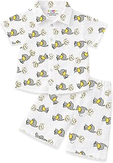 Kuchipoo Boys 100% Muslin Organic Cotton Co-Ord Set | Printed Half Sleeve Shirt & Shorts | Soft Breathable Fabric | Casual... Price In India