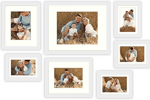 Vista 12 de Golden State Art, Gallery - Marcos de pared de 11 x 14, 8 x 10, 5 x 7 pulgadas, múltiples marcos de fotos para pared o mesa con paspartú o sin Dorado