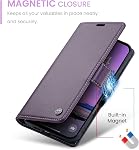 QLTYPRI Valise de portefeuille pour iPhone 16, Prime PU Étui en cuir en flip magnétique avec [RFID Blocage] Carte de crédit fentes Kickstand Shockproof housse de téléphone de protection pour iPhone 16 - violet