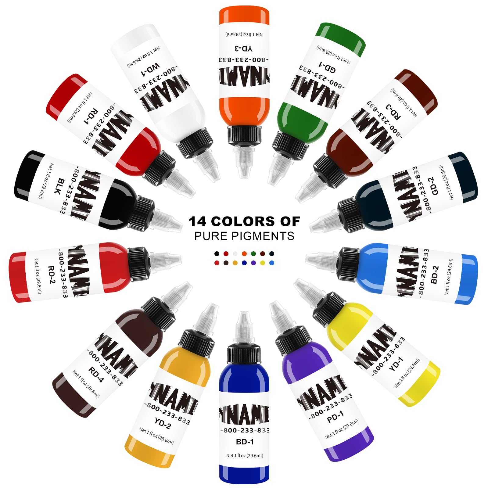 Tintas de tatuaje clásicas, tinta de tatuaje de 14 colores, tinta de tatuaje de colores (30 ml)