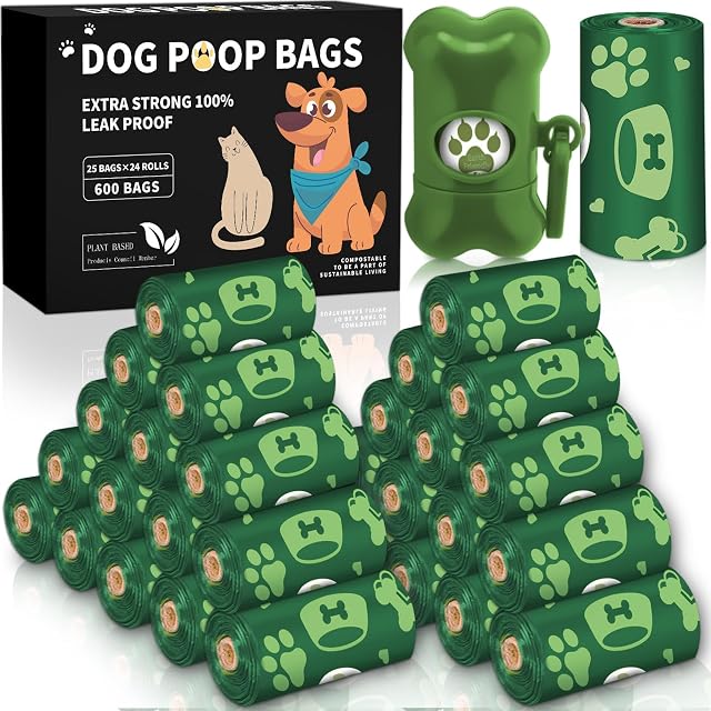 BGIUSQF 600 Unidades Bolsas Caca Perro, Bolsas Perro Caca, Bolsas Excrementos Perros, con 1 Dispensador