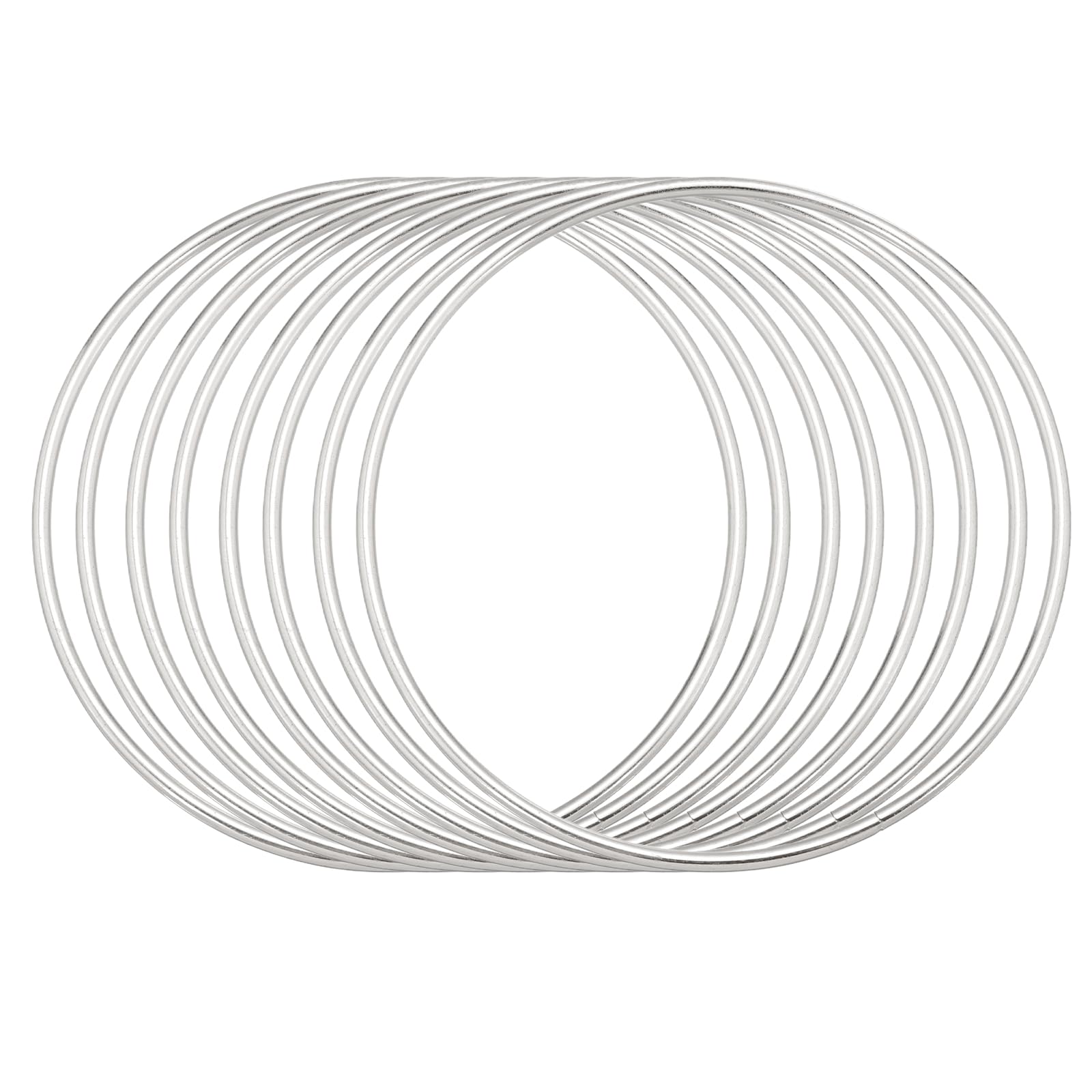 sourcing map 8Pcs Dream Catcher Rings, 4.3" Metal Hoops for Crafts Wreath Hoop Rings for Wall Hanging Crafts Home Decorations DIY Wedding Wreath Decor, Silver 4.1" โ image 1