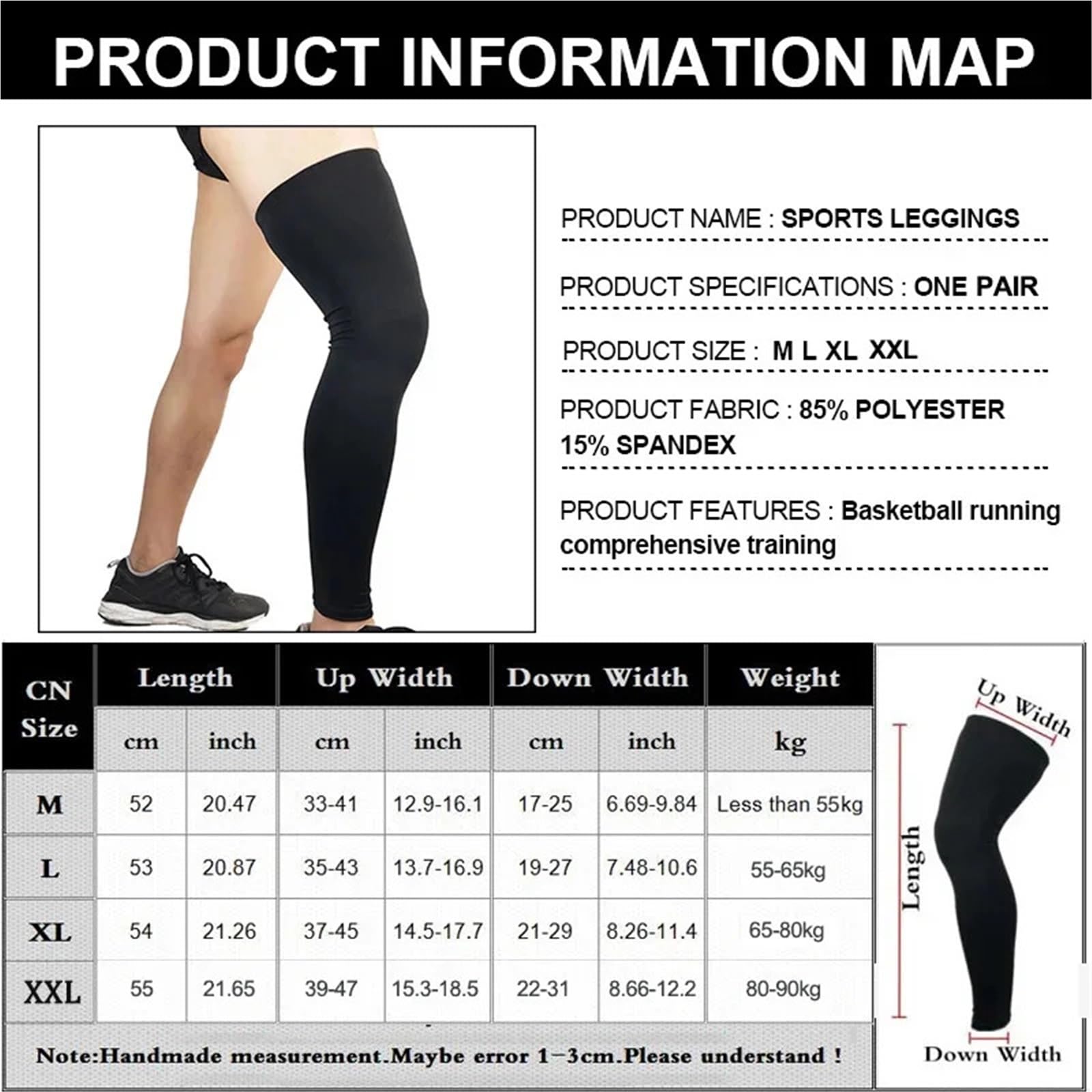 Mangas de compresión Mangas de compresión for piernas, calentadores for gimnasio, deportes, rodilleras, fútbol, ​​ciclismo, baloncesto, for hombres y mujeres para piernas