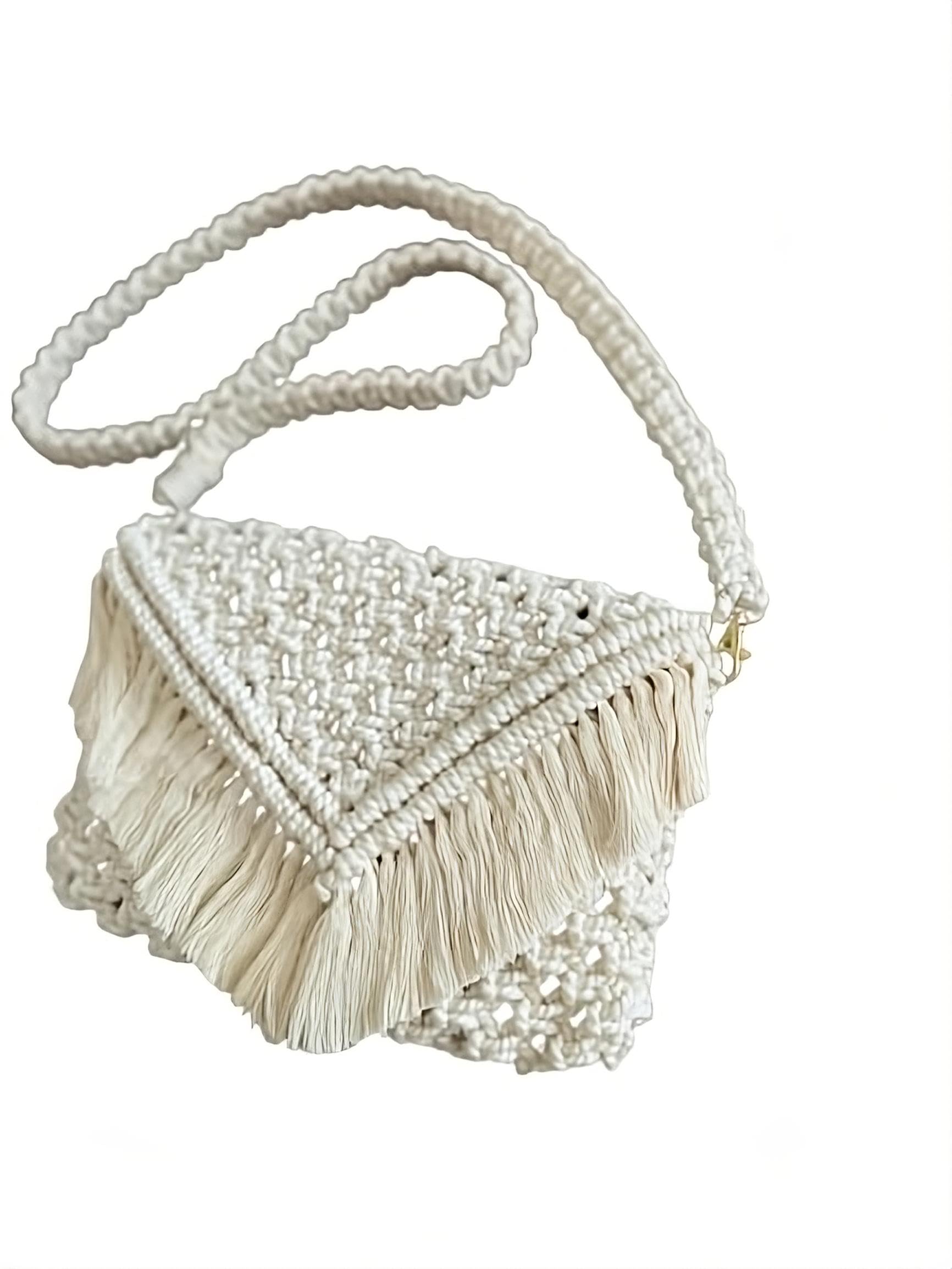 THE TOP KNOTT Womens Macrame Hand Knitted Sling/Clutch Handbag (Beige Color) (B0C71GS9P3) Amazon Price History, Amazon Price Tracker