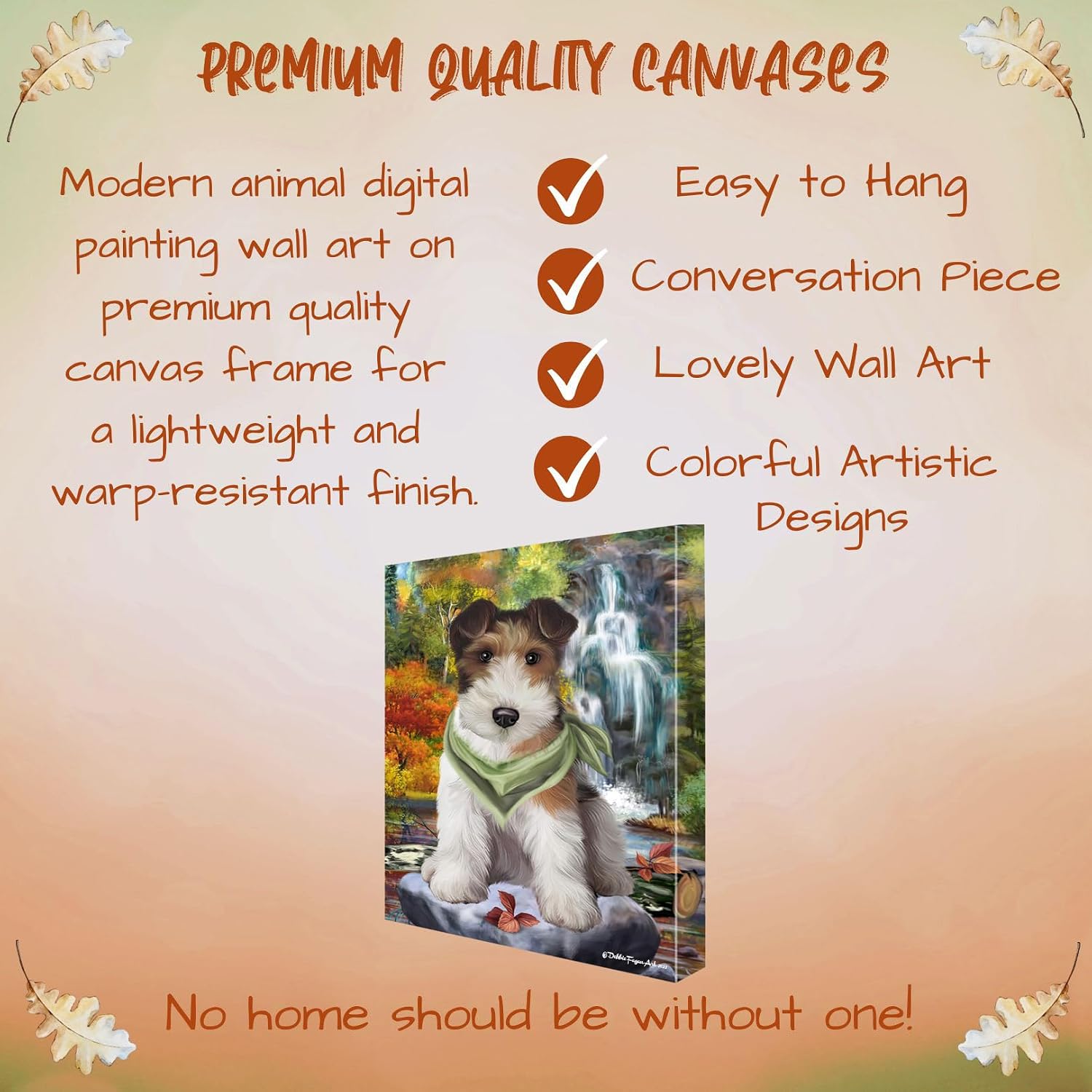 Doggie of the Day Waterfall with Wire Fox Terrier Dog Canvas Wall Art - Premium Quality Ready to Hang Room Decor - Flat Rolled 11" x 14"