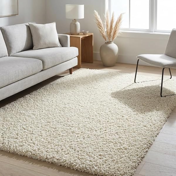 Plush Pure Ivory Shag Rug