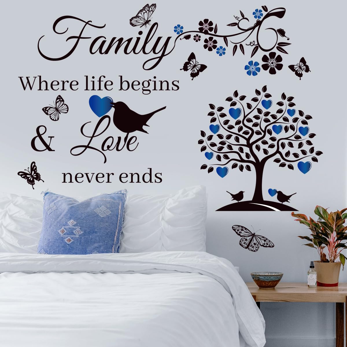 Calcomanías de pared con frases de familia, calcomanías inspiradoras para pared, sala de estar, dormitorio, decoración del hogar, calcomanías de pared, murales de vinilo, calcomanías de arte de pared