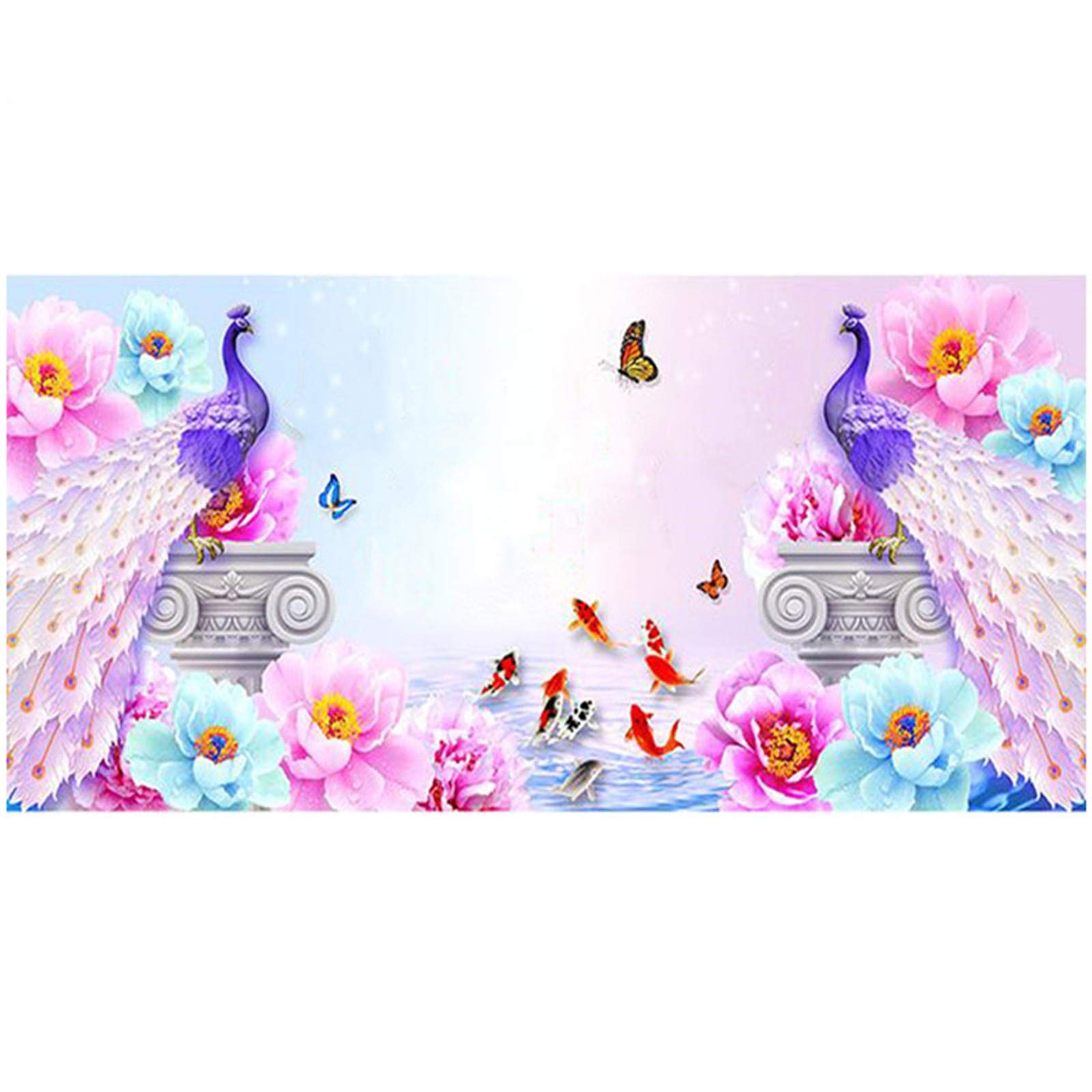 DIY 5D Diamond Painting Pełne zestawy fioletowy paw diamentowy obraz według liczb duży pełny kryształ dżetów haft krzyżykowy mozaika płótno ściana sztuka dekoracja okrągła wiertarka, 60 x 120 cm