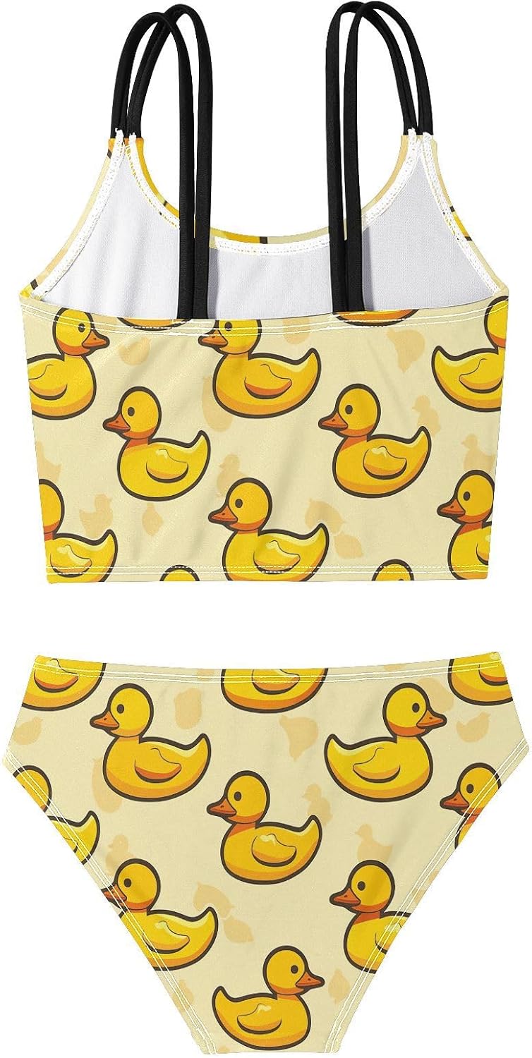 visesunny Girls Two Piece Swimsuits Yellow Duck Design Girl's Bikini Sets Bathing Suits for Girls Size 5-12Y