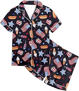 Genérico - Vestidos para niñas, pijama para niñas, pantalones cortos de manga corta, ropa de dormir suave y cómoda, cuello redondo, estampado, ropa de relajación para el hogar, vestidos de niños y