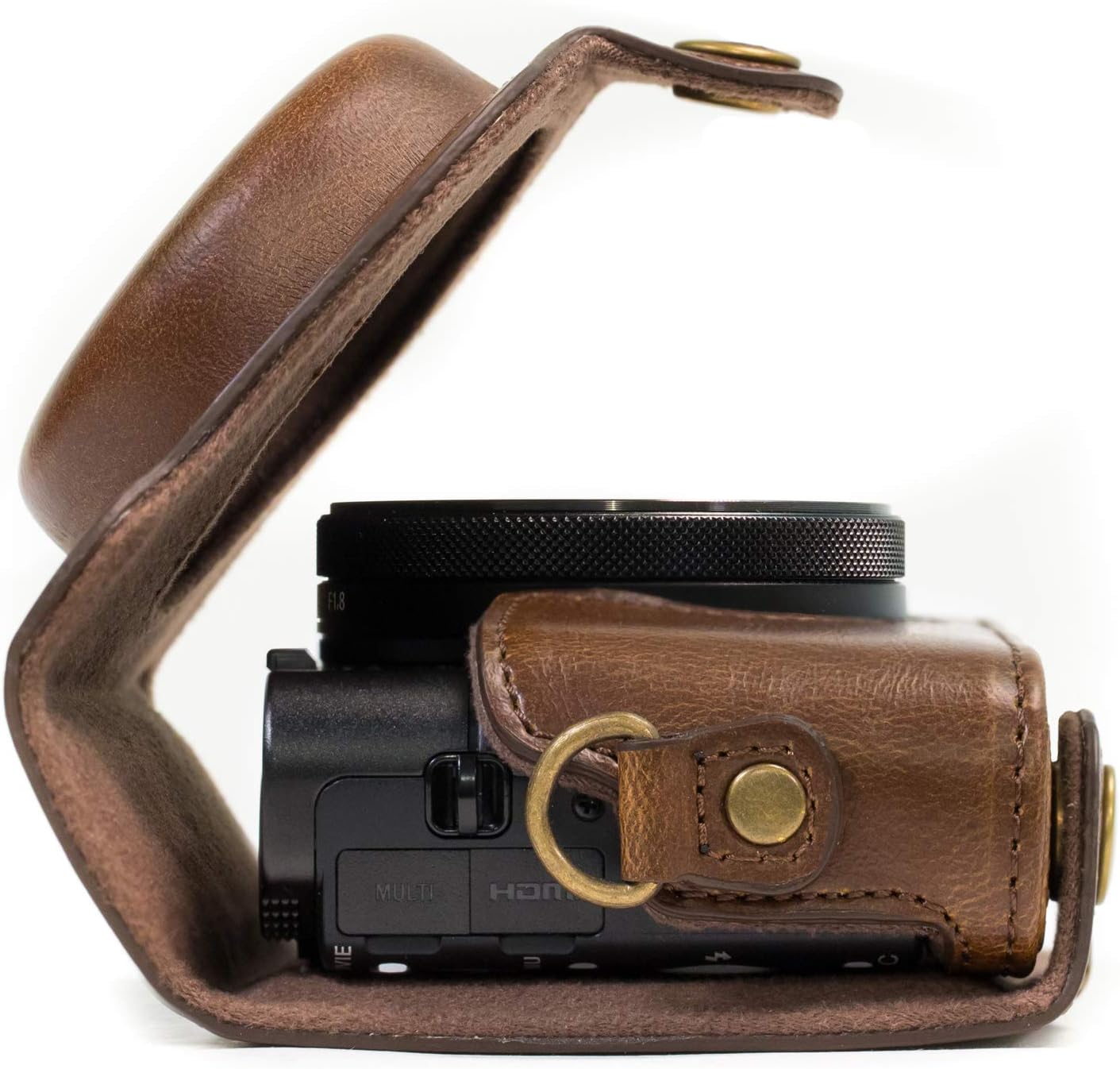 MegaGear Ever Ready Protective Leather Camera Case, Bag for Sony Cyber-Shot DSC-RX100 IV Digital Camera (Dark Brown) (MG589)