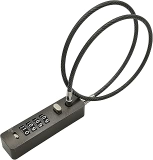 Cable Locks with Combination, 23-3/5 Inch Length Steel Cable Rope 4-Digit Combination Lock with Resettable Code for Bikes, Lockers, File Cabinets, Wardrobes, Small Fences, Refrigerator Door (Grey)