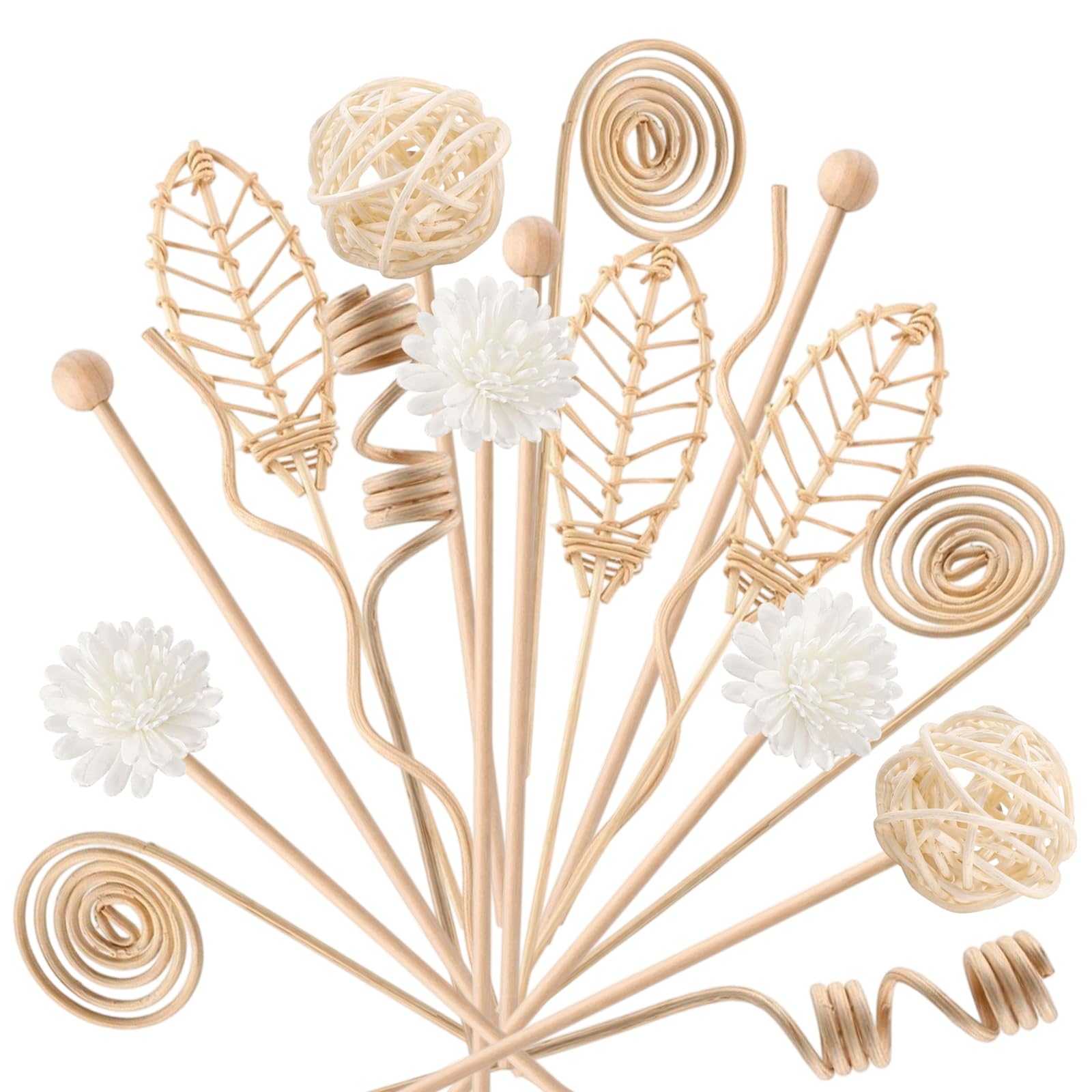 QhgPnt 31 Piece Set Rattan Wood Diffuser Sticks, Natural Rattan Sticks for Aroma Diffuser, Aromatic Home Scent Enhancement, Long-Lasting Fragrance Dispersion, Use in Home and Office Environments