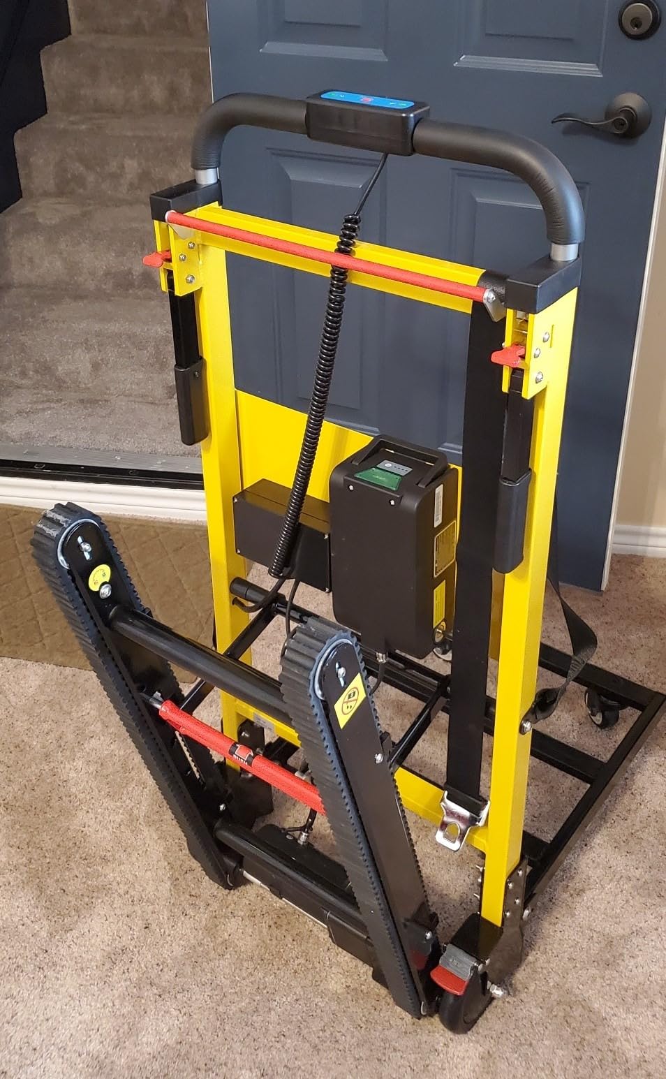 Electric Stair Climbing Hand Trucks with Removable Extension Tray, 440lbs max Load Capacity Folding Stair Climbing Dolly Takes 1500 Steps Stairs with Rubber Tracks for Easy up/Down Stairs photo review