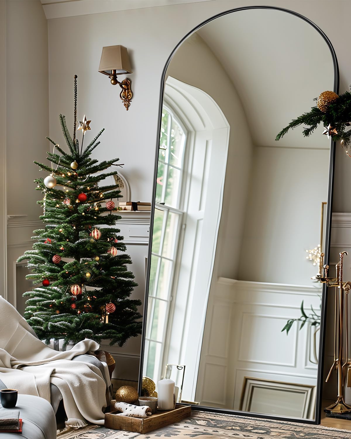 Full Length Mirror, 71"x28" Arched Floor Mirror Freestanding, Floor Standing Full Body Mirror with Stand for Bedroom, Hanging Mounted for Living Room Cloakroom, Black 71"L x 28"W Black image 2 of 7 B0CYLTFQLB