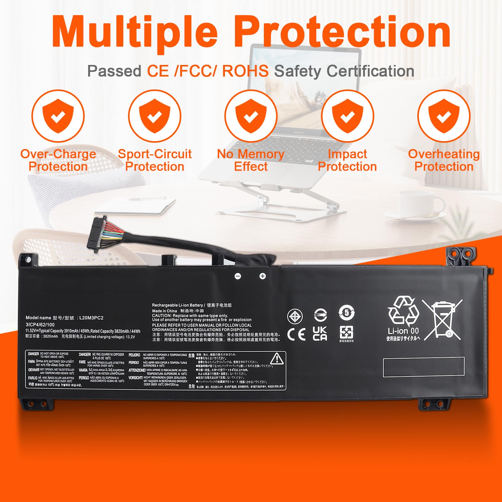 JIMACRO L20C3PC2 L20D3PC2 L20M3PC2 Batería Compatible con Portátil Lenovo Ideapad Gaming 3 3i Gaming 3-15IHU6 3-15ACH6 Tipo 82K1 82K2 Serie 82K1002RGE 82K200T3GE 5B11B96715 5B11B96719 L20L3PC2