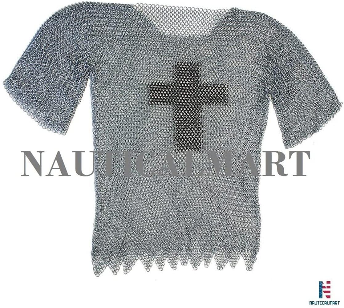 NauticalMart Legendary Medieval Templar Cross Halloween Chainmail Haubergeon