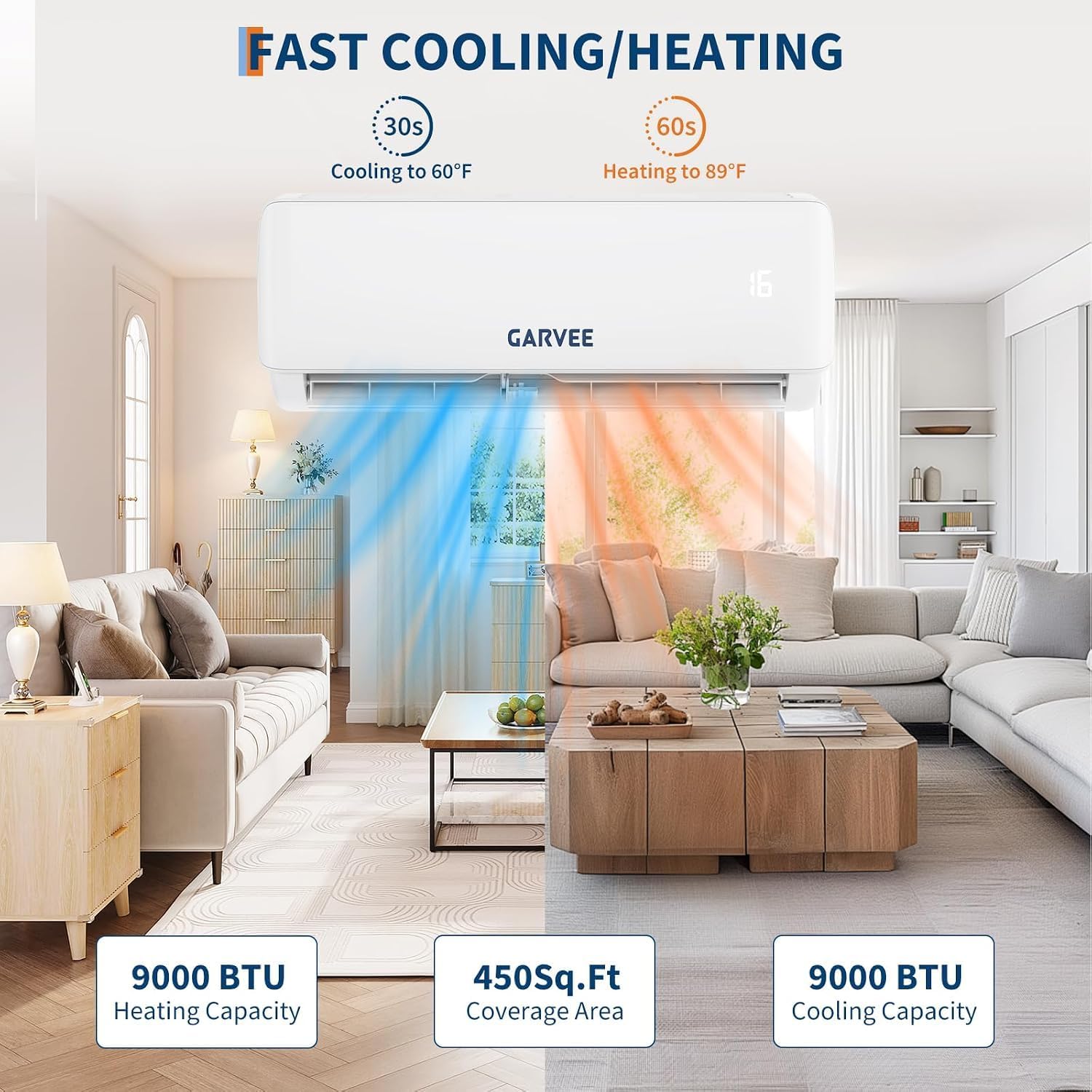 Condizionatore Inverter, Silenzioso 52 Db(A) Raffreddamento & Riscaldamento R32, Climatizzatore Monosplit 9000 BTU, Split Condizionatore Con App Wifi Timer, Ideale Climatizzatore Basso Consumo