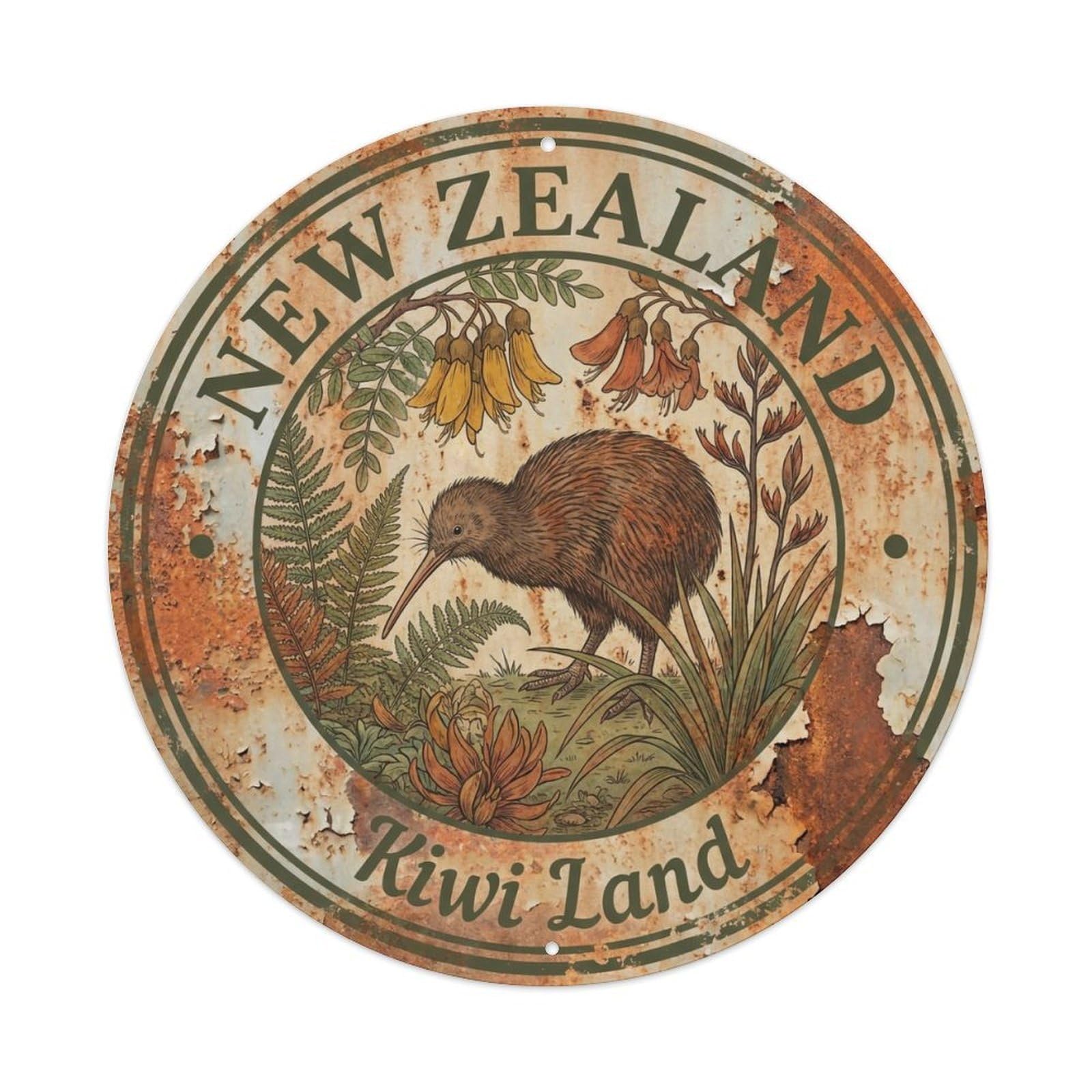 Vintage Travel New Zealand Peninsula Vintage Metal Tin Sign Plaque Wall Decor for Cafe, Club Bar, Office, Garden Metal Poster 8x8Inch