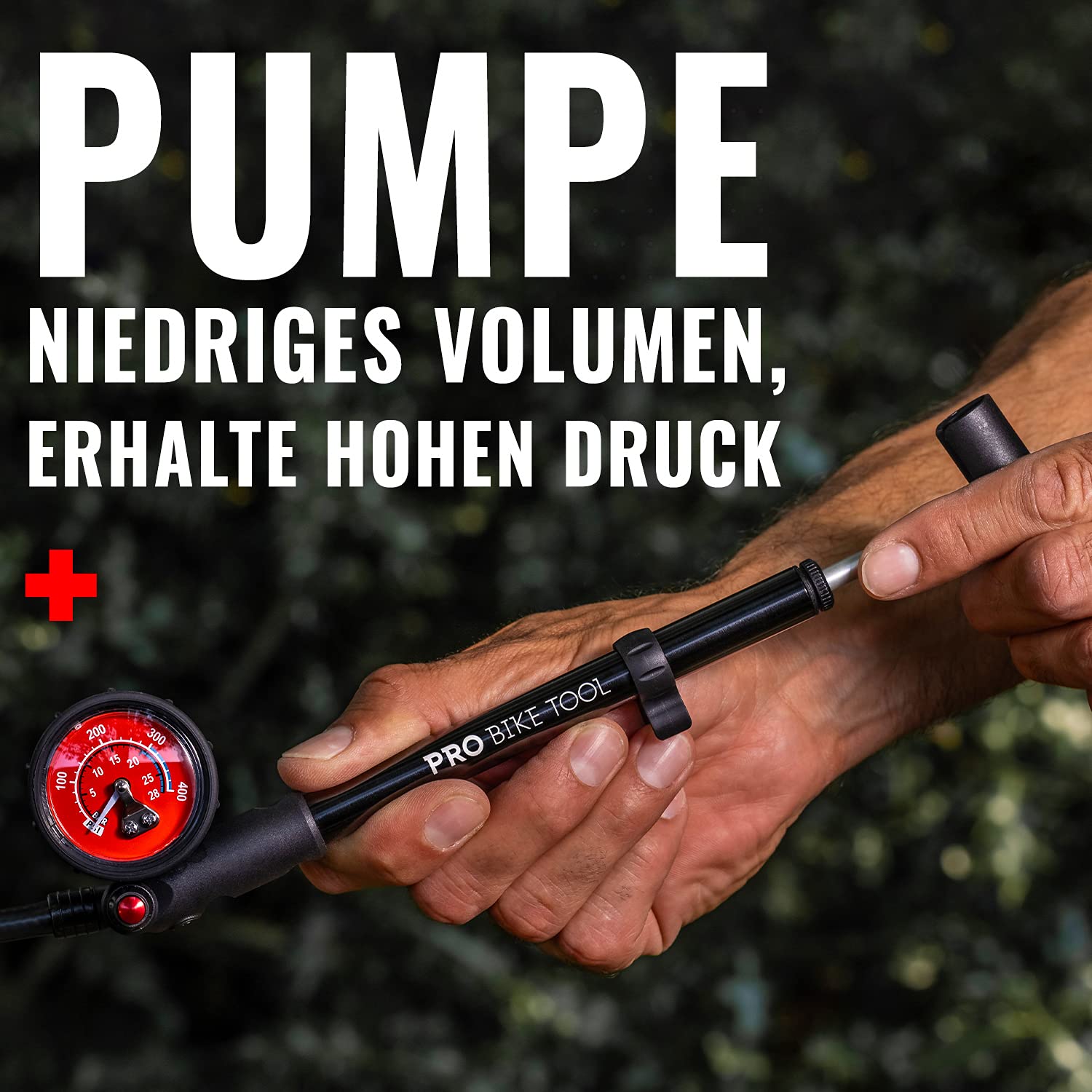 Pro Bike Tool Hochdruck Dämpferpumpe für MTB, Rennrad und Motorrad - High-Pressure Pump bis 300 PSI/20 Bar für Federung und Dämpfer - Mini Dämpferpumpe mit Manometer und ergonomischem Griff