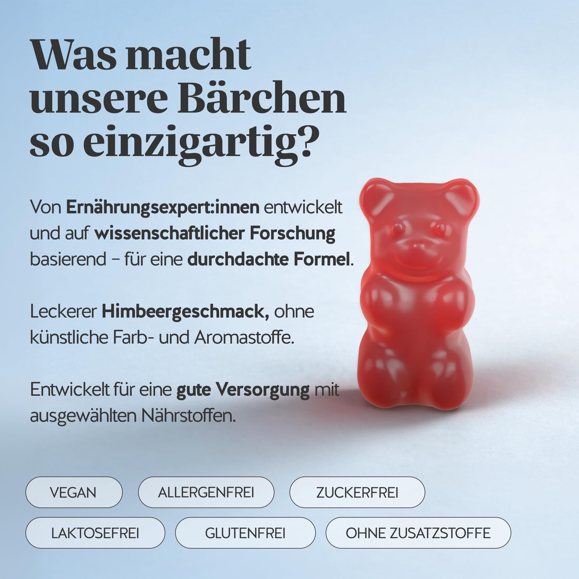 Bears with Benefits - Gummibärchen Ginseng - Konzentration - 90 Stück | Mind Fuel Brain - Ginseng, Ginkgo, L-Theanin, Vitamin B6, B12, C & Niacin - Vorrat für 3 Monate - Zuckerfrei, Vegan