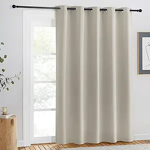 NICETOWN Blackout Natural Curtain for Living Room - Grommet Thermal Insulated Solid Room Darkening Thermal Curtain Drape Sound Reducing for Bedroom/Living Room (1 Panel, W66 x L84)