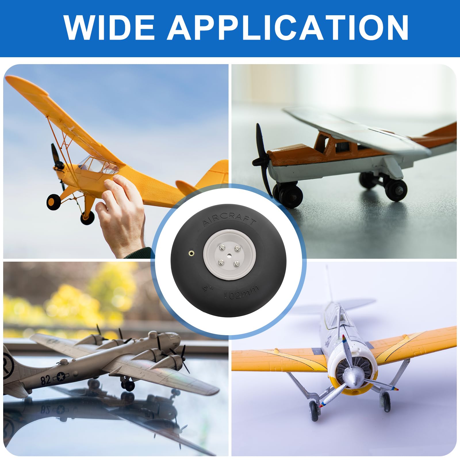 MECCANIXITY Ruedas de avión RC de ala fija de 4 pulgadas OD RC, ruedas de esponja de poliuretano para aviones, kit de repuesto de espuma RC para bricolaje, modelo RC, helicóptero, paquete de 1