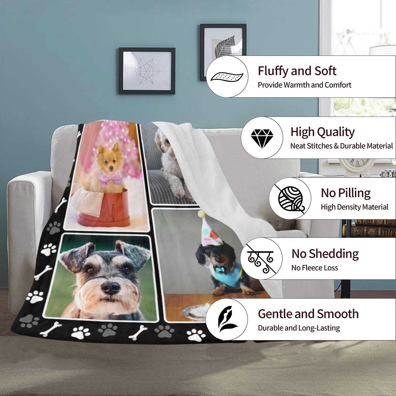 Custom Blanket for Birthday Customized Blankets with Photo Text, Personalized Flannel Blankets Using Photos of Family, Friends, Dog, Cat Or Pet, Birthday Valentines Gifts - Image 4