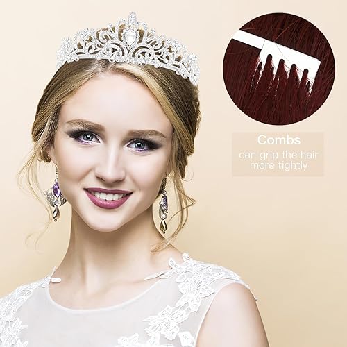 Miniatura 7 de Makone Coronas y tiaras de cristal Queen con diadema de peine para mujeres y niñas coronas de princesa accesorios para el cabello para boda