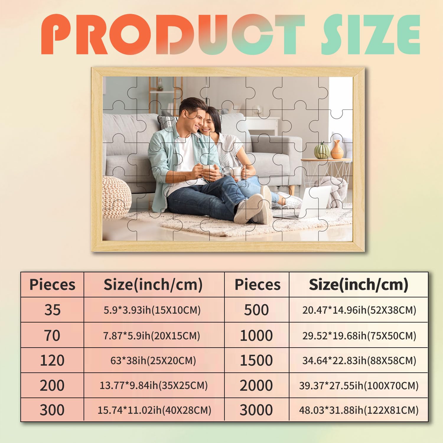 Puzzle Personnalisé Photo Puzzle Personnalisable avec Cadre Photo en Bois inodore Une Large Gamme de Styles à Choisir（(Le Nombre de Puzzles varie de 35 à 1000)