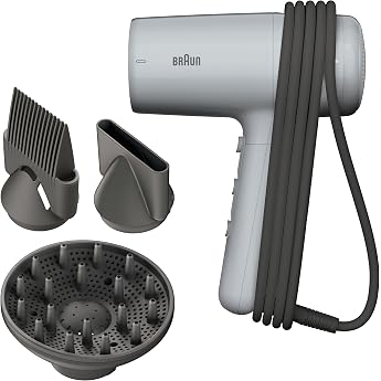 Braun Hair Dryer HD2.35 - Lightweight Hair Dryer with Diffuser, Straightening Comb and Styling Nozzle for All Hair Types, ION
