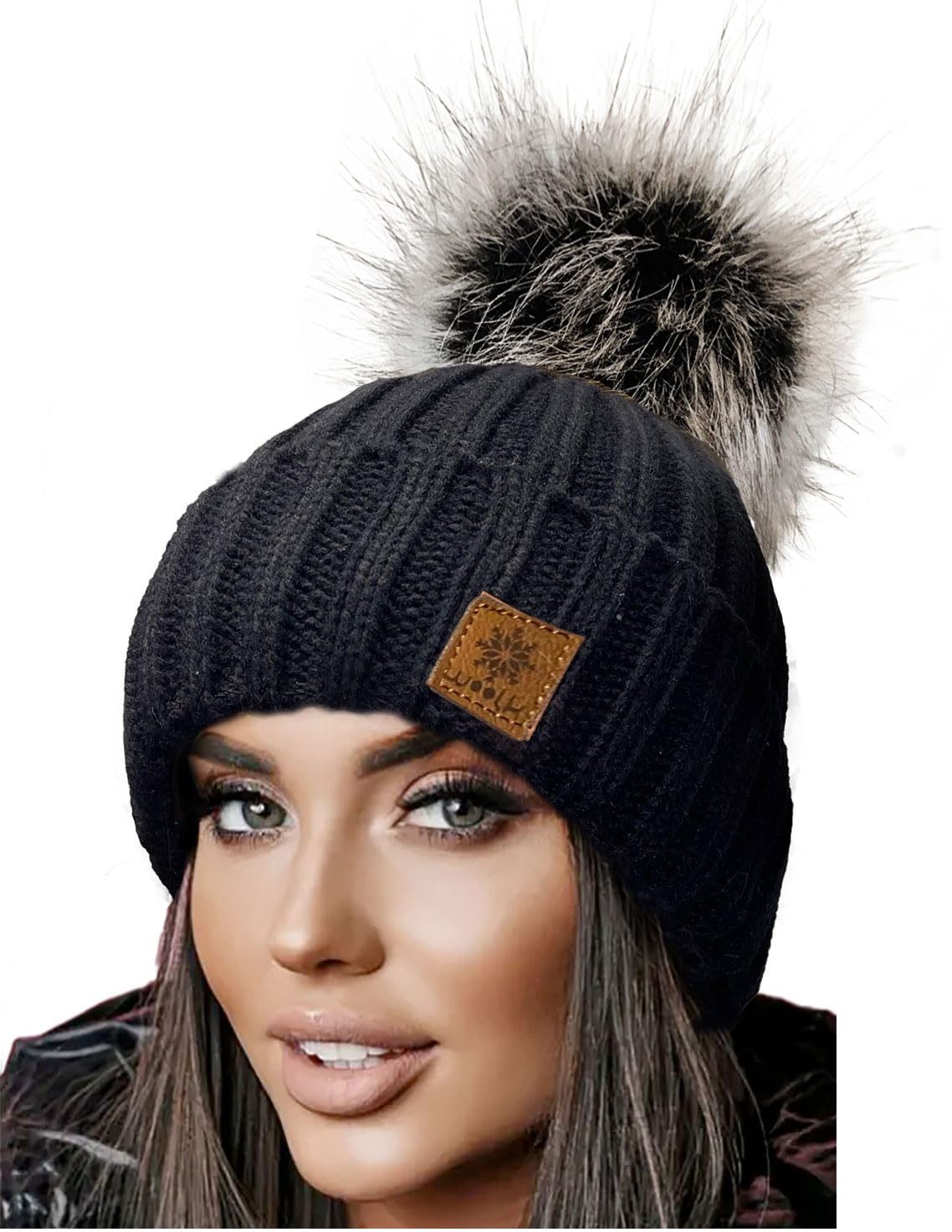 Morefaz Men's Spirit 81 Mfaz Ltd Woolly Knitted Cookies Eskimo Style Beanie Hat With Pom Pom Wo's Winter Warm Ski Snowboard Hats (Spirit 81)