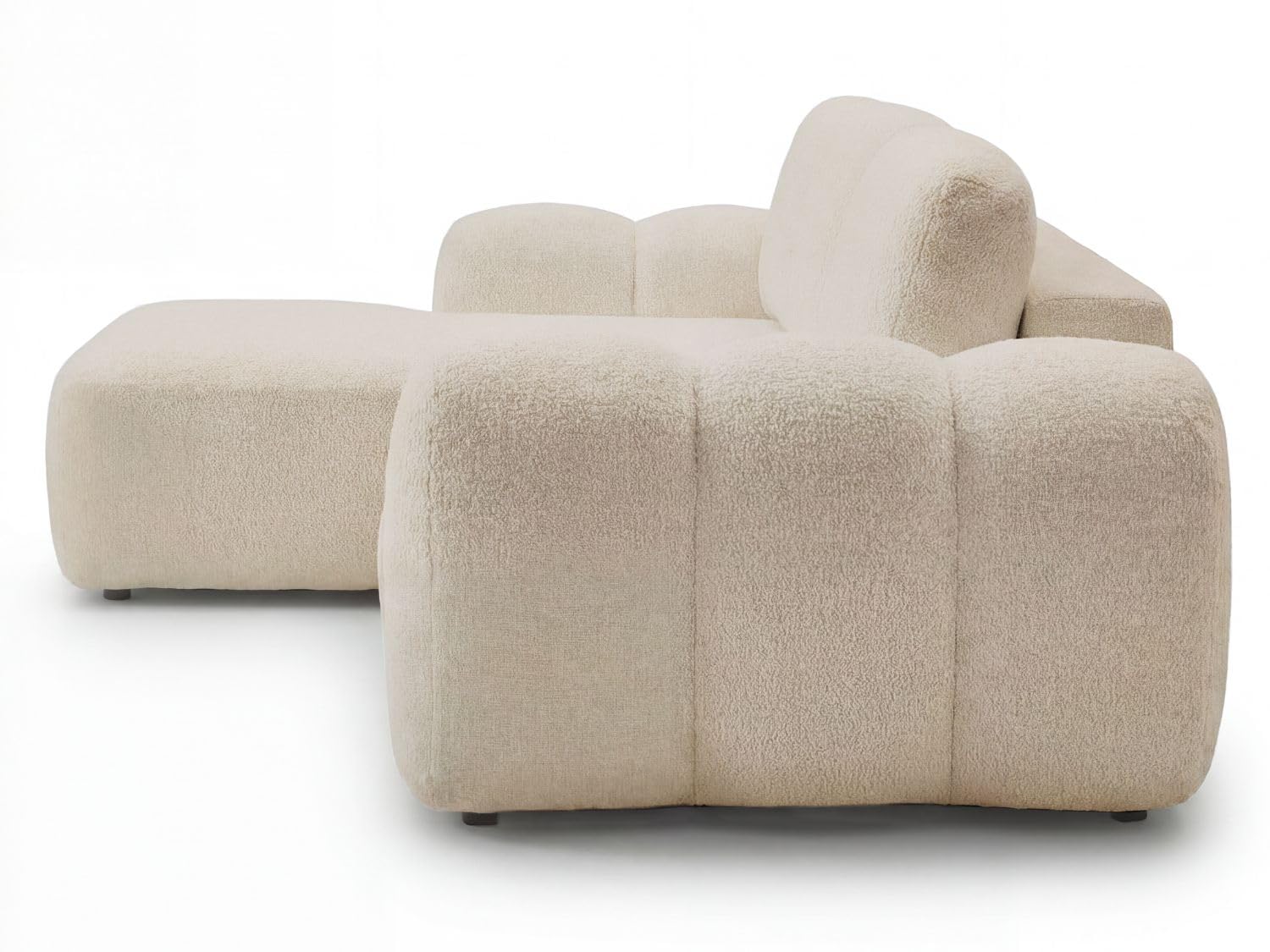 GRAINGOLD Avelin Ecksofa mit Schlaffunktion, 276x165 cm, L-Form Sofa, Schlafcouch für Wohnzimmer, Bouclé-Stoff, 4-Sitzer Eckcouch, Modernes Design (Beige, Links)