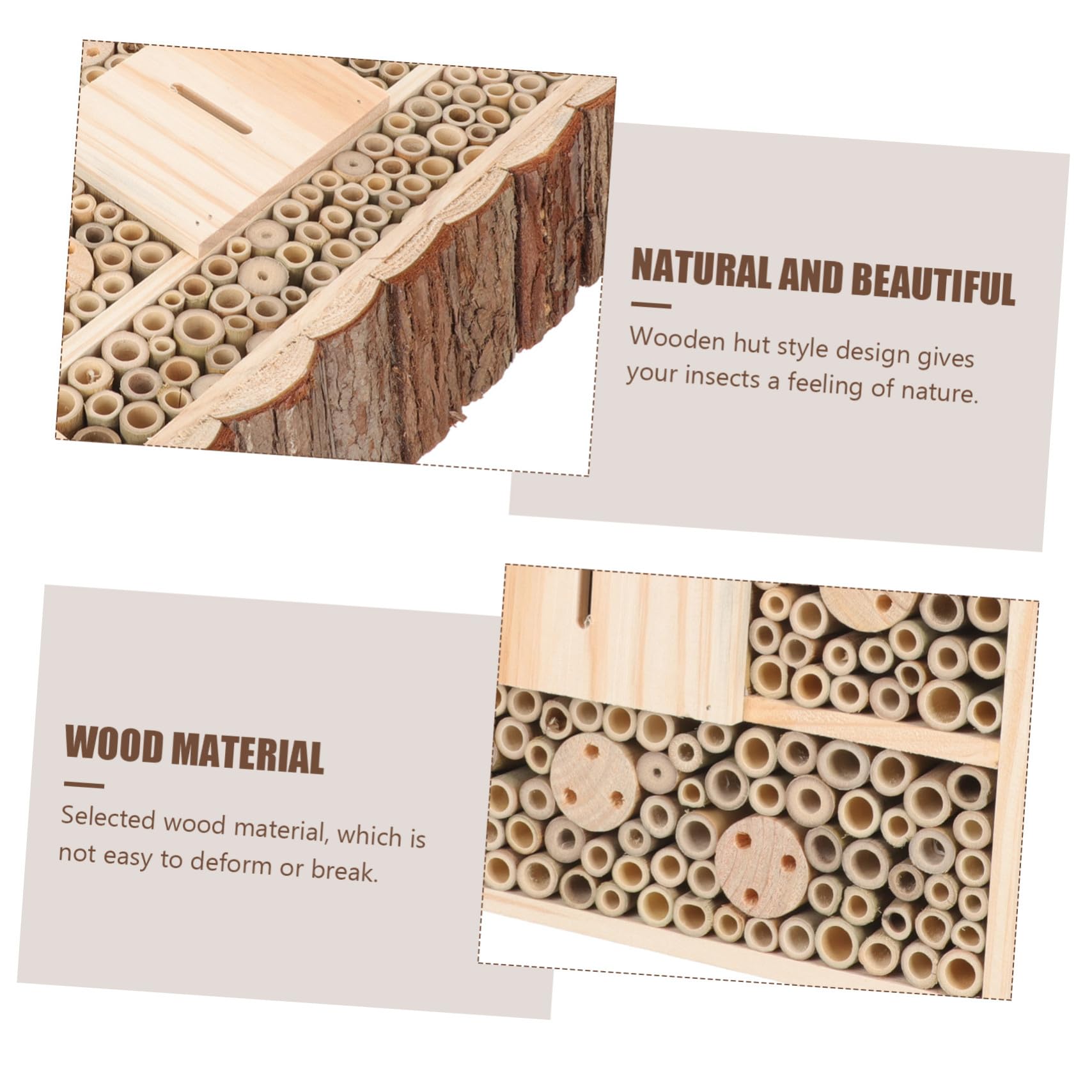 Casetta per Insetti in Legno Beige Stile Baita da Giardino | Adatta e Api, Aiuta ad Attirare Insetti Utili, Decorazione per Cortile Naturale