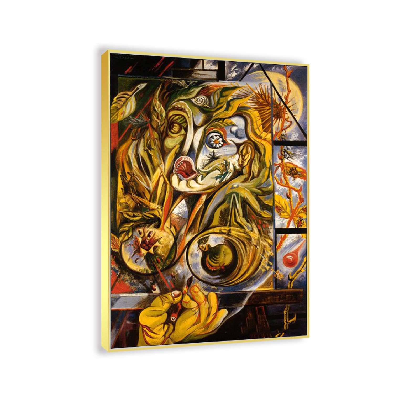 JZSDGB Abstrakcyjna ramka obraz olejny reprodukcja - The Painter and His Time autorstwa Andre Massona druk słynne obrazy plakat artystyczny gotowy do powieszenia, płótno, sztuka ścienna, obraz 35 x 55