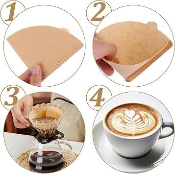 ASelected 200Pcs Coffee Filters Papers Compatible with 02 Unbleached Cone Paper Filters for Pour Over and Drip Coffee Maker (Beown,1-4 Cups)