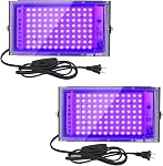 2 Pack 50W Led Black Lights, Black Lights for Glow Party, Blacklight Flood Light with Plug and Switch,for Glow Party, Halloween, Fluorescent Poster, Body Paint, Aquarium