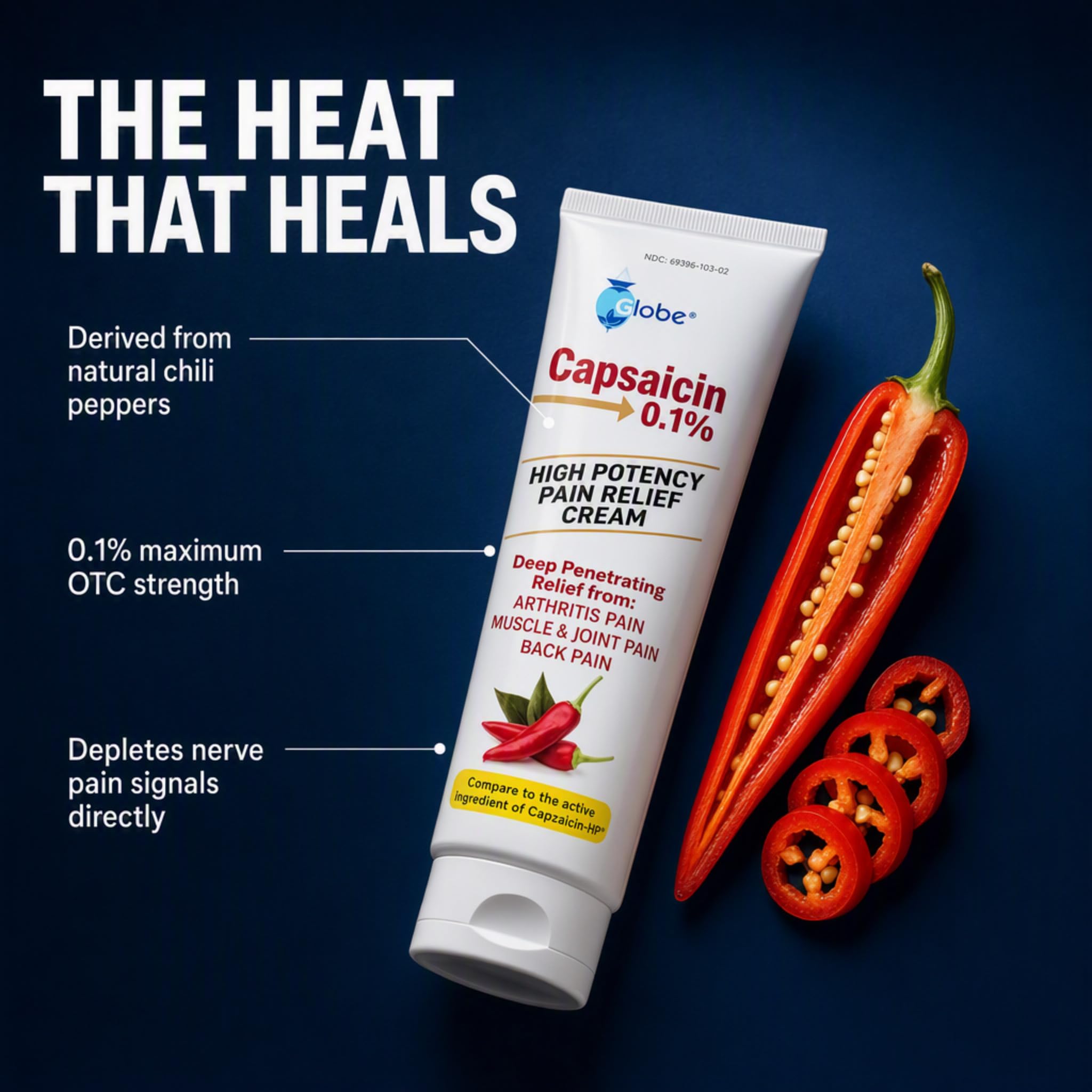 Globe Capsaicin 0.1% Pain Relief Cream 2 oz, High Potency 3 - Pack — Amazon image 4