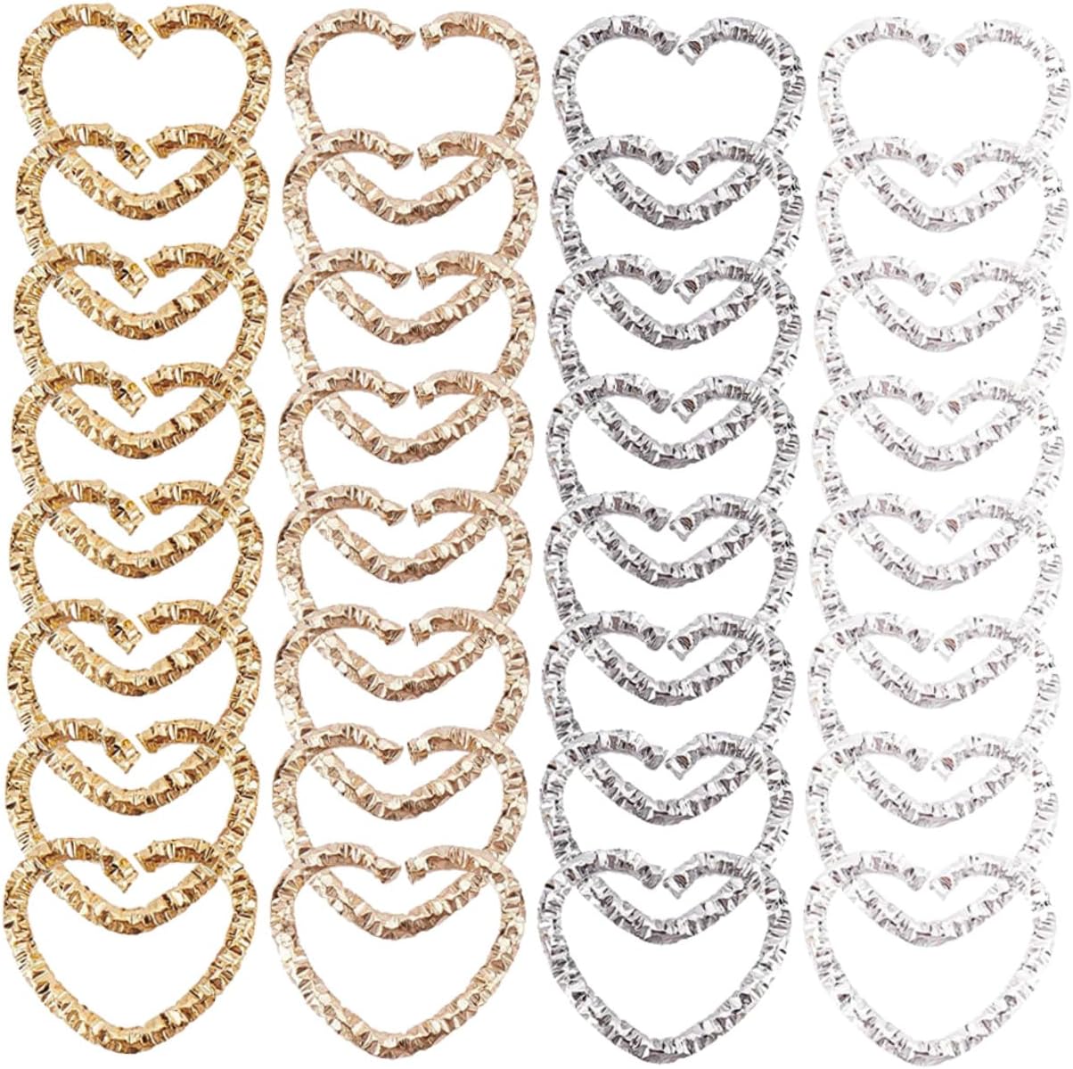 320pcs Heart Linking Rings Open Jump Rings for Jewelry Making Heart-Shaped DIY Charms for Necklaces Bracelets Earrings Keychains Creative Metal Connectors for Craft Accessories