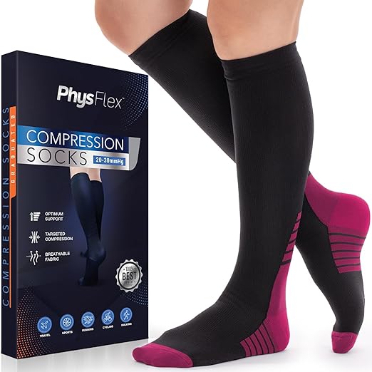 Compression Socks for Women & Men (20-30 mmHg) Support for Travel, Nurses, Pregnancy, Shin Splints, Sports and Everyday Wear