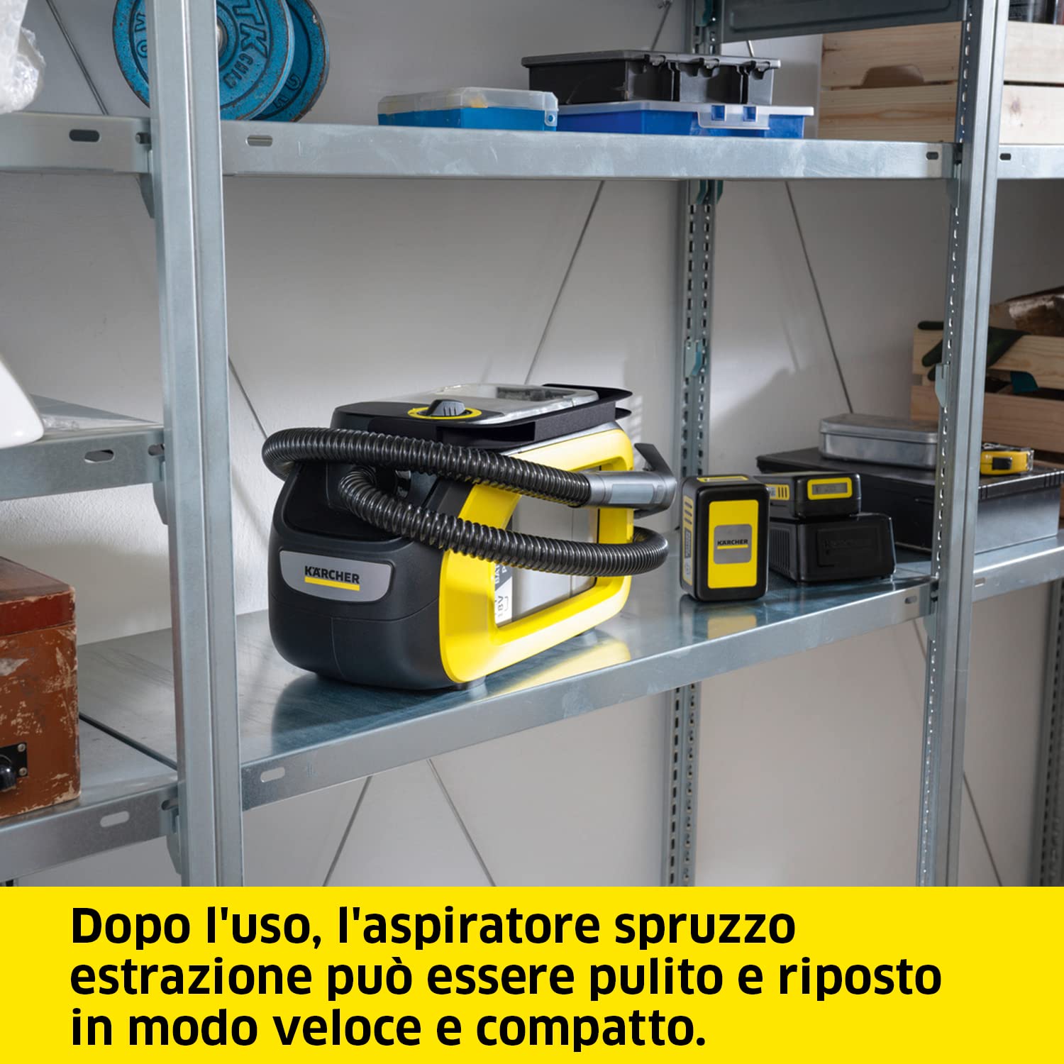 KÄRCHER Lavatappeti Smacchiatore SE 3-18 Compact, Pulitore spruzzo estrazione per Tessuti, Moquette, Auto Tappezzeria, Divani e Imbottiti, Completo di bocchetta tessuti e pavimenti