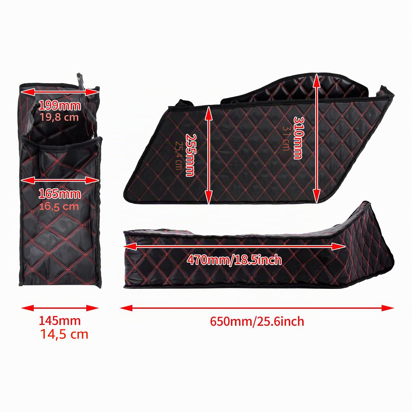 Motorrad Drop-In Satteltasche Liners Nicht Stretched Non-Tapered Passt Für Harley Facotry Satteltasche Hosen Touring Road King Road Glide Street Glide Electra Glide 2014-2023 Rotes Gewinde
