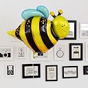 Partymane Happy Honey Bee Shape Foil Pack Theme Foil Balloon(32 Inch)for Birthday Decoration Baby Shower Wedding Festival Party 1 Pcs Multi gallery image
