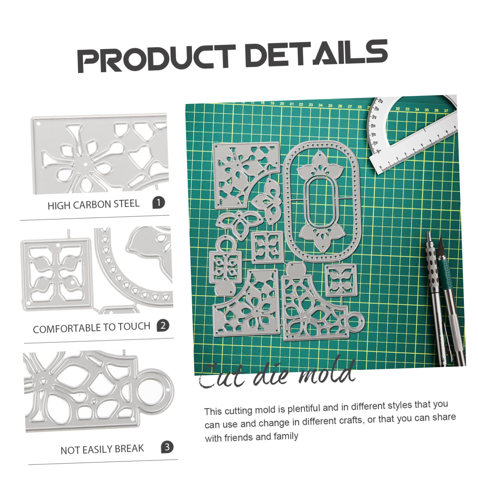 Operitacx 5 Piezas de Diy de para Scrapbooking y Decoración de Tarjetas Plantilla Metalizada para Manualidades y Álbumes para Proyectos